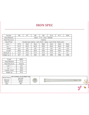 Juego completo golf Honma Sakura Dance y complementos