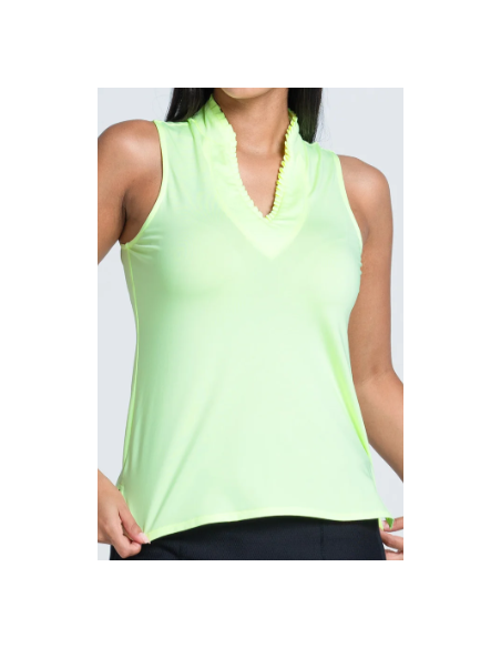 Lucky in Love Pleated Placket Sleeveless women golf Polo shirt
