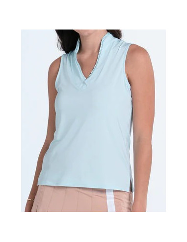 Polo golf mujer Lucky In Love Pleated Placket Sleeveless